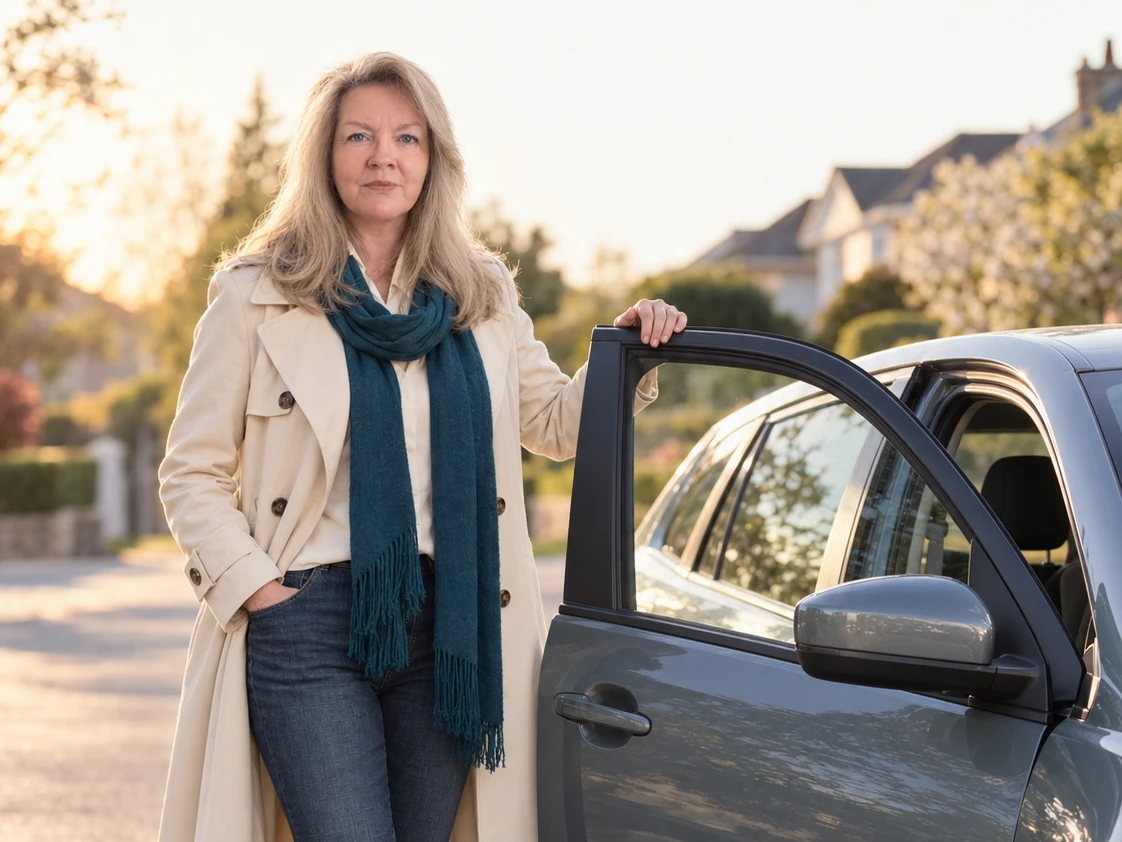 Karen Henderson ADI Trainer standing by driving instructors training car